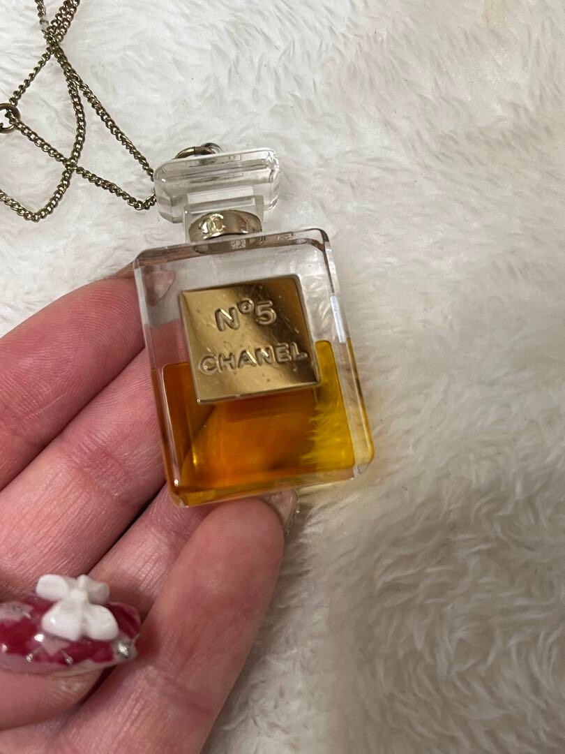 CHANEL No.5 Perfume Bottle Motif Necklace Gold Coco Mark