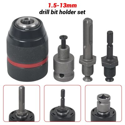 4Tlg Metal Schnellspann Bohrfutter für Bohrmaschine Ø1.5MM-13MM SDS Plus Adapter