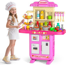 Cocina de juguete infantil 36 pulgadas luces sonidos grifo comida accesorios