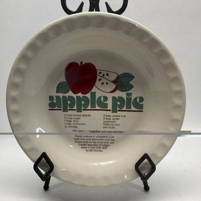 Vintage Ceramic Apple Pie Plate With Recipe 10  Baking Pan Dish Plate