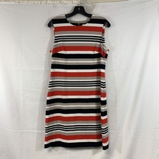 Gently Loved Calvin Klein Red Striped Women's Shift Dress, Sz. 8