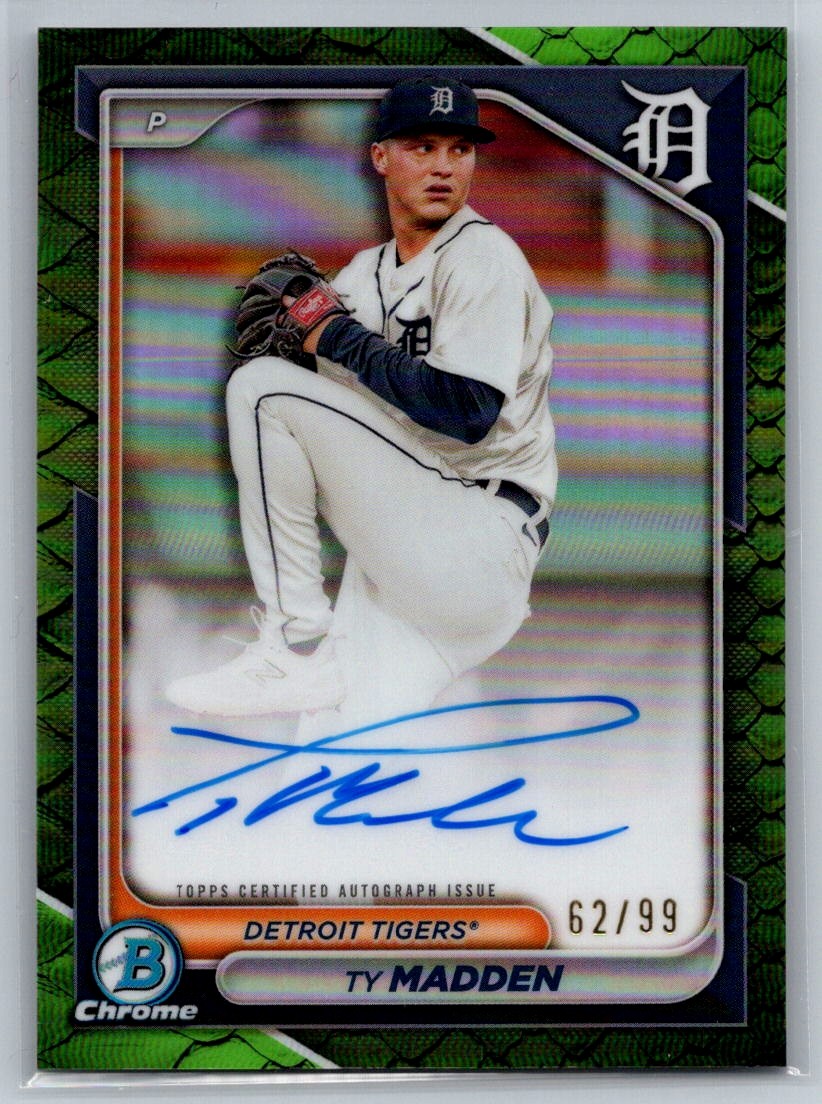 2024 Bowman Chrome #CPA-TM Ty Madden Auto Reptilian Green Refractors /99