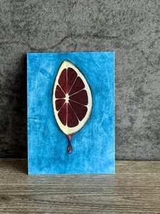 Blood Orange ACEO Print Grapefruit Drip Art Card by Wicked Carrot Studios