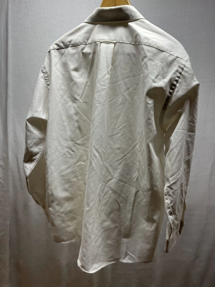 Haggar 服装正装衬衫男式 17 码/34-35 象牙色长袖无皱纹 — 第 2/4 张图片