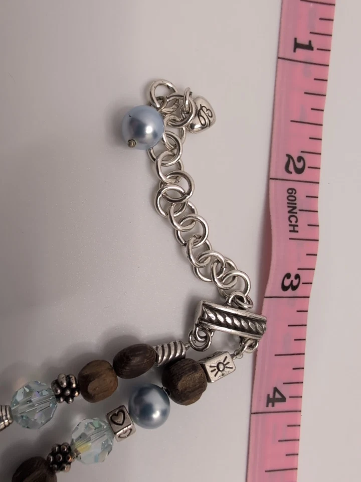 Brighton Necklace Zen Garden Double Strand Silver Plated love dream wood Beads - Image 4 of 4