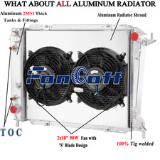 4 Rows Radiator Shroud Fan For 1994-97 Ford Thunderbird 93-98 Lincoln Mark Viii