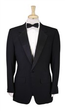 Benson  Clegg Bespoke Black 1-Btn Notch Lapel Tuxedo Formal Suit 40R
