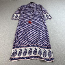 J Crew Dress Womens Small Blue Floral Paisley Maxi Tassel Sheer Boho Lagenlook