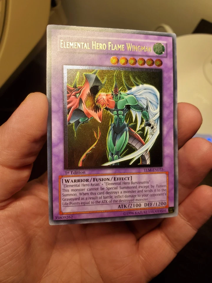 Elemental Hero Flame Wingman Ult 第 1 版 TLM-EN035 近乎完好金色邮票 * 阅读光盘 * — 第 4/4 张图片