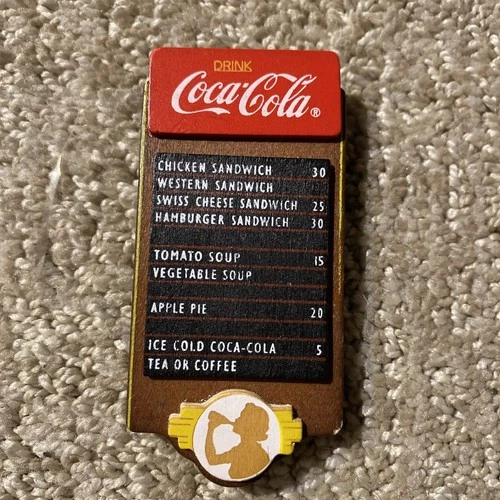 Vintage Coca-Cola Diner Menu Wood Refrigerator Magnet Retro Coke Sign