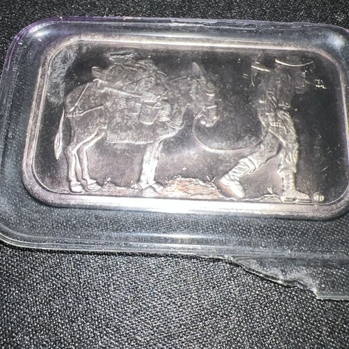 SilverTowne Silver Ingot Prospector & Donkey 1oz .999 Silver Bar-Uncirculated