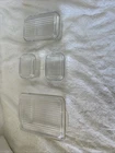 Vintage PYREX Clear Glass Refrigerator Set With Ribbed Lids 501, 502,503