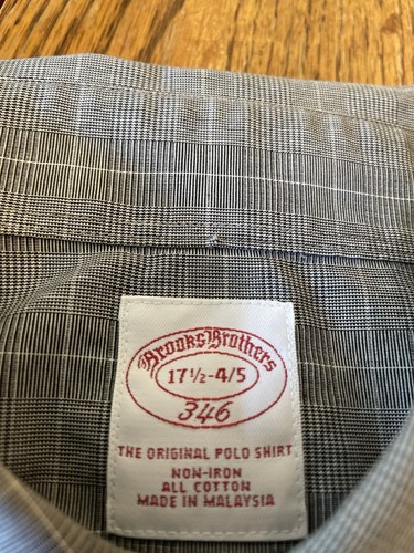 Chemise homme boutonnée Brooks Brothers 17,5 34/35 grise à carreaux manches longues robe - Photo 3/4