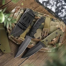 Camping Knife for Men, D2 Steel Fixed Blade Tactical Survival Knife with Sheath