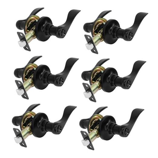 Privacy Door Lever Heavy Duty, 6 Pack Matte Black Left/Right Door Handles-image
