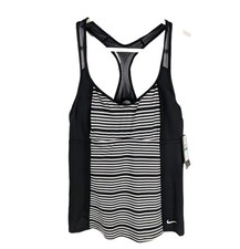 Nike Tankini BLACK Striped Womens size Large Racerback Swim Top Only Swimsuit