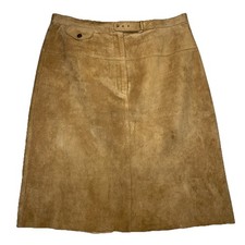Ralph Lauren Suede Midi Skirt Size 6 Women  s Brown 100 Leather Luxury