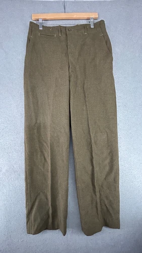 WW2 Army Military Pants Wool Serge Trousers Green Inspector Field Fly MFG 34x33