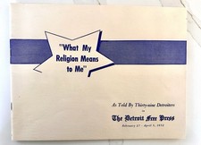 Detroit Free Press 1950s Book What My Religion Means to Me Michigan