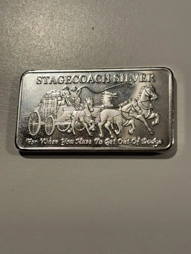 Stagecoach Silver Bar 1 oz Troy Ounce .999 Fine