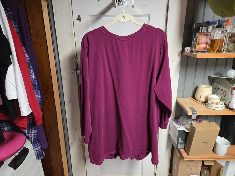 3 XL Denim & Co. Sudadera Active Rosa Oscuro Con Bolsillos Calce Relajado Manga Foto 4 de 4