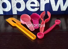 Tupperware Gadget Melon Baller Mini Funnel Tea Strainer Spatula Pink Set 5 New