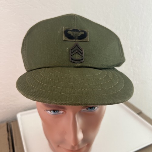 US Army Tropical Hot Weather Hat OG106 Vietnamese Made Jump wing E-7 Sz 6-7/8