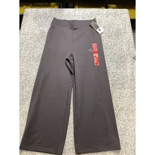 Adidas Women Wide Leg Pant Grey Strata High Waisted Athletic Trousers JY9049 M
