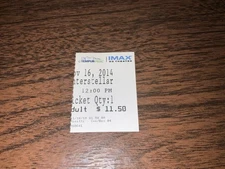 Christopher Nolan’s Interstellar (2014) IMAX Movie Ticket Stub (11/16/14)