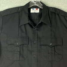 Vintage FLYING CROSS Shirt Workwear BDU Military Police 1980s Navy XL USA Union