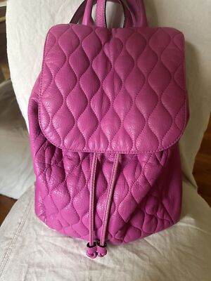 Vera Bradley Quilted Hot Pink Leather Drawstring Backpack Vera Bradley Large Bancroft Backpack in Black Chambray  main image 4