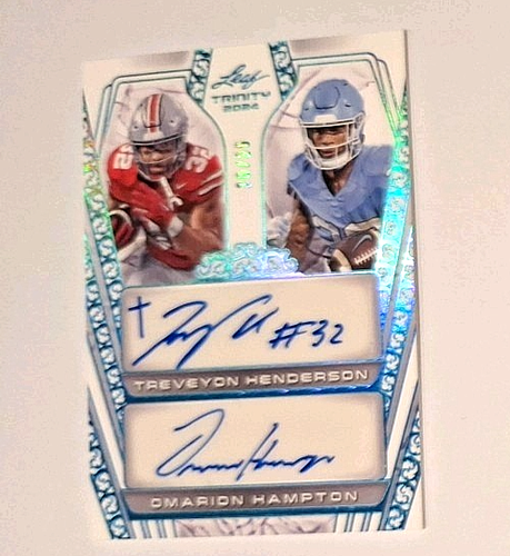 2024 Leaf Trinity Dual Signature Blue #26 Omarion Hampton T Hederson Auto #25/25