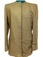 1980s REGENT Blazer Womens Size M-L Custom Tailored Beige Linen/Silk Made in USA