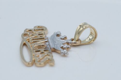 10KT 2-Tone Princess w/ White Gold Crown Charm Danity 20 mm x 14 mm (.7 grams) - Picture 3 of 7