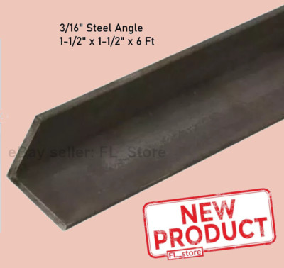 Steel Angle Iron 3/16'' x 1-1/2'' x 1-1/2 in x 6 Feet Hot Rolled Steel Stock Mill
