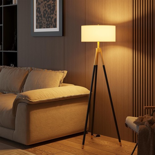 Tripod Floor Lamps for Living Room, Mid Century 2-Light Floor Lamp with 3 Col...