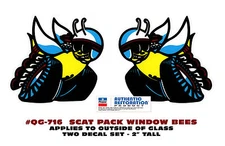 GE-QG-716 1970 DODGE - SCAT PACK BEE DECAL - OUTSIDE WINDOW INSTALL - LICENSED