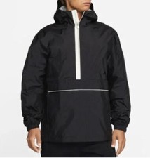 Nike Men's Windbreaker 1/2 Zip Waterproof Rain Black jacket FD4664-010