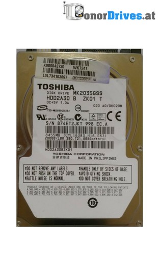 Toshiba - MK2035GSS - 200 GB - SATA - Pcb: G5B001590000-A*