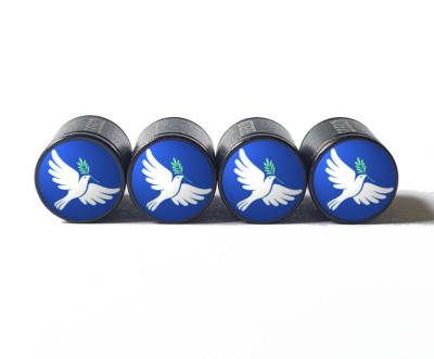 White Dove Tire Valve Caps - Black Aluminum - Set of Four - Fits on all Vehicles