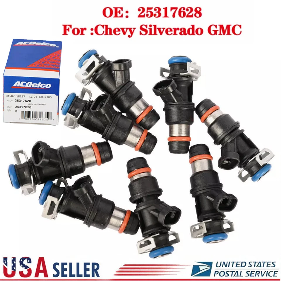 8Pcs GENUINE Fuel Injectors For 99-07 Chevy Silverado 4.8L 5.3L 6.0L 25317628 - Image 2 of 4
