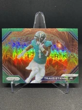 Travis Etienne Jr. 2023 Prizm Fireworks F-18 Green Prizm Jacksonville Jaguars