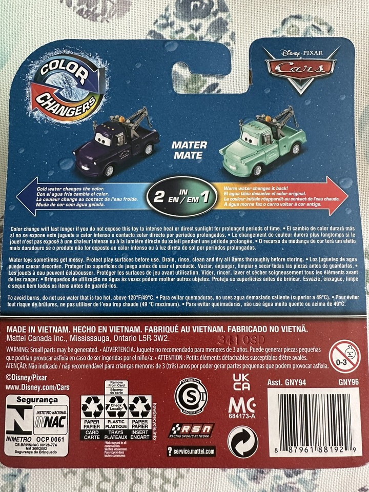 NEW Disney Pixar Cars COLOR CHANGERS MATER Tow Truck Car Mattel | eBay