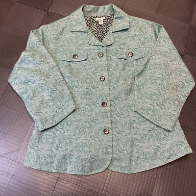 BECHAMEL WOMENS TEAL GREEN JACKET DRESSY BLAZER SIZE LARGE
