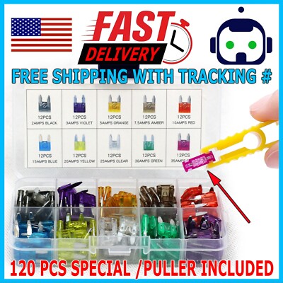 120pcs Mini Blade Fuse Assortment Auto Car Motorcycle SUV Fuses Kit APM ATM UTV