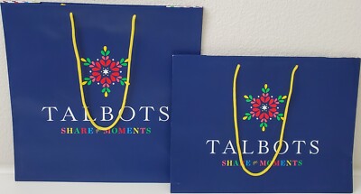 Talbots - Holiday Blue w/Accent Large & Medium Gift Shopping Bags, Set of 2