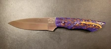 Badass Blades 11.0" D2 Steel Hunting Knife Purple Pine Cone Resin Handle- BA677
