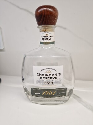 Chairmans Reserve 1931 Finest St Lucia RUM Empty Bottle Authentic Caribbean RUM