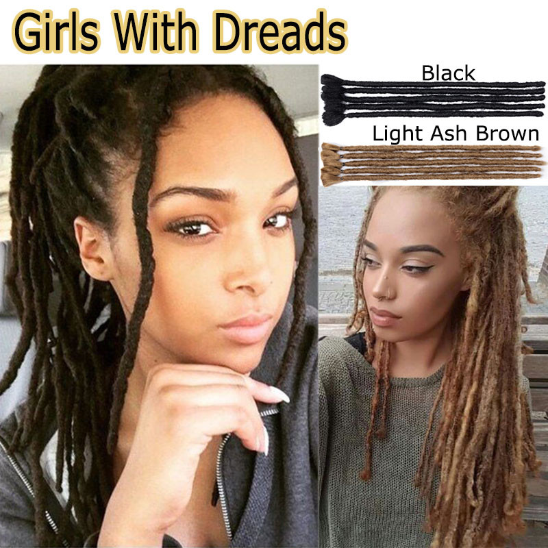 12 Dreadlocks Synthétiques Noires & Vert Canard + 1 Ateba - Extensions Cheveux 55/60 Cm - Boucles