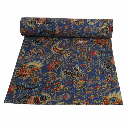 Manta de cama edredón india hecha a mano con estampado de corona de algodón Kantha - Imagen 40 de 49